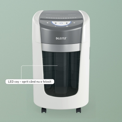 Distrugator Leitz IQ OptiMax Home Office, 225 Micro Cut P5, 15L, Alb